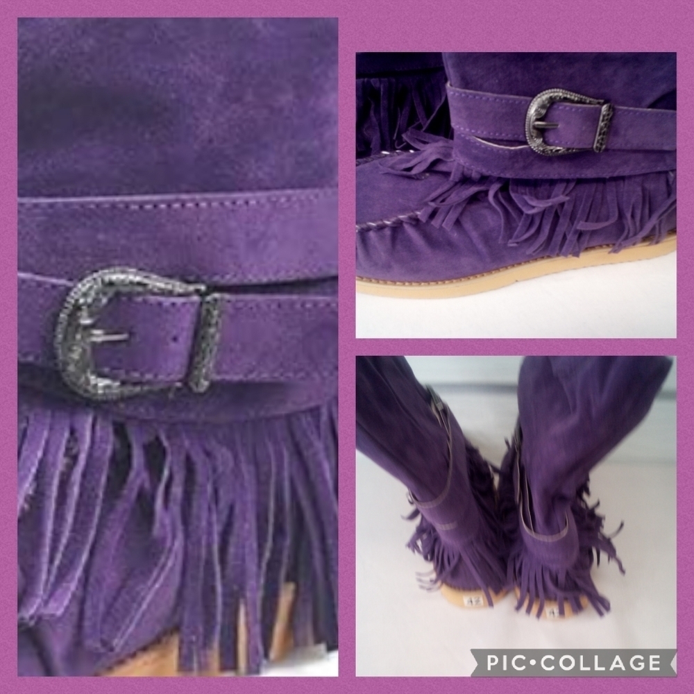 Purple imitation leather with rubber sole - Picture 4 of 4